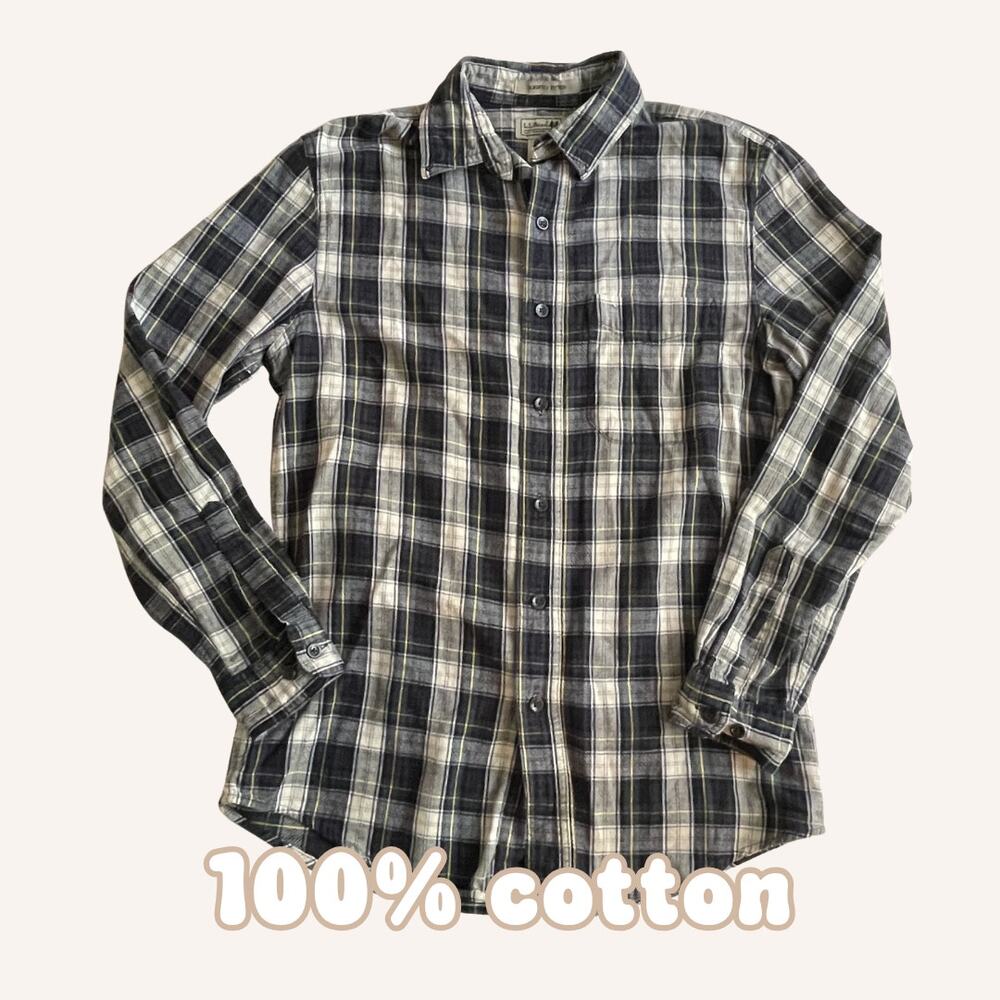 L.L.BEAN flannel shirt Scotch plaid S reg 2 extra buttons 100% cotton 298167